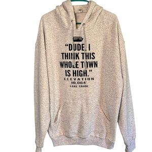 Lake Tahoe Light Grey Comfy Sweatshirt Front Pocket Graphic Hoodie Skater  XL